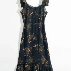 Levency Print Tie Slip Slim Midi Dress New In