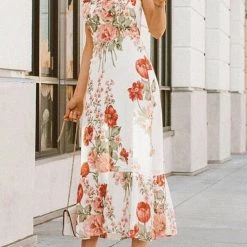 Levency Print Tie Slip Slim Midi Dress New In