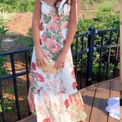 Levency Print Tie Slip Slim Midi Dress New In