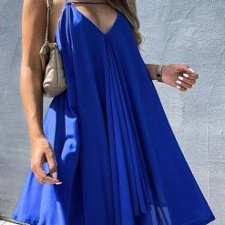 Levency Cut Out V Backless Slip Mini Dress