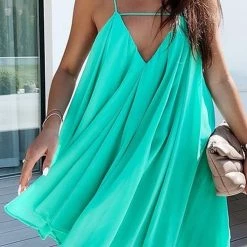 Levency Cut Out V Backless Slip Mini Dress