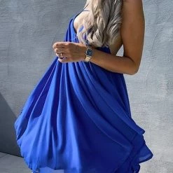 Levency Cut Out V Backless Slip Mini Dress