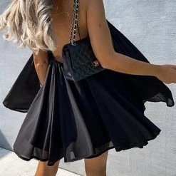 Levency Cut Out V Backless Slip Mini Dress
