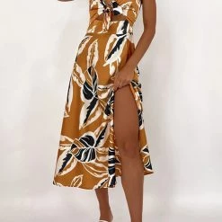 Levency Tie Cut Out Slip Slit Dress