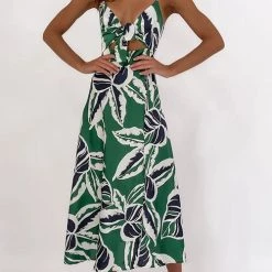 Levency Tie Cut Out Slip Slit Dress