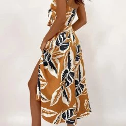 Levency Tie Cut Out Slip Slit Dress