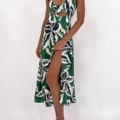 Levency Tie Cut Out Slip Slit Dress