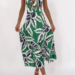 Levency Tie Cut Out Slip Slit Dress