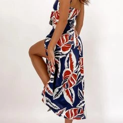 Levency Tie Cut Out Slip Slit Dress