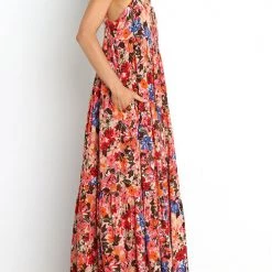 Levency New In Flroal Pockets Slip Maxi Dress
