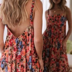 Levency New In Flroal Pockets Slip Maxi Dress