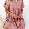 Levency V Neck Ruffles Mini Dress New In