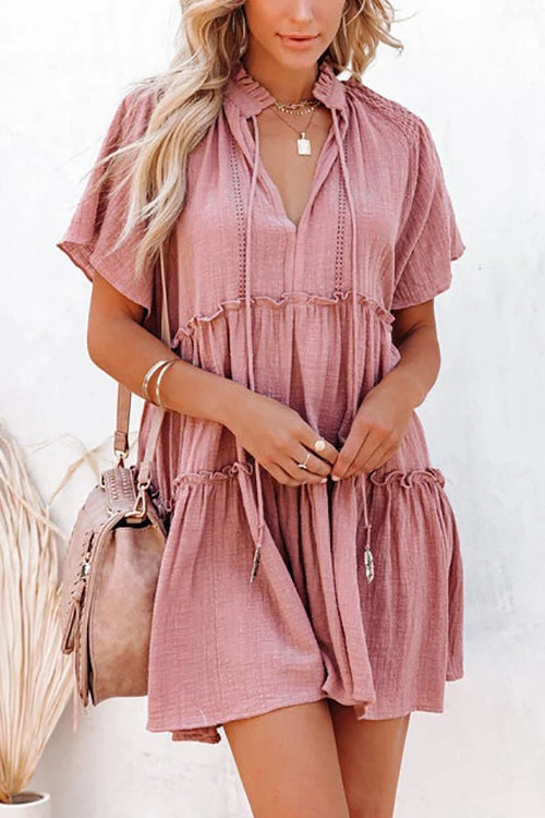 Levency V Neck Ruffles Mini Dress New In 1 Levency V Neck Ruffles Mini Dress New In