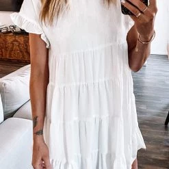 Levency New In Butterfly Sleeve Babydoll Dress