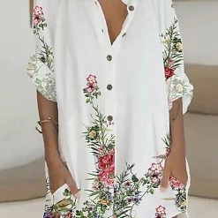 Levency New In Print Button Pockets Shirt Dress