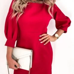 Levency Puff Sleeve Bow Tie Back Short Dress New In