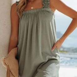 Levency Square Neck Pocket Babydoll Dress New In