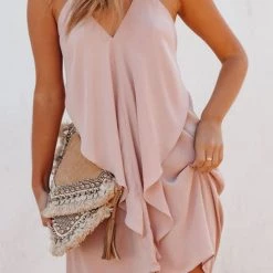 Levency Draped V Neck Slip Mini Dress New In