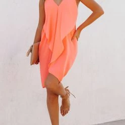 Levency Draped V Neck Slip Mini Dress New In