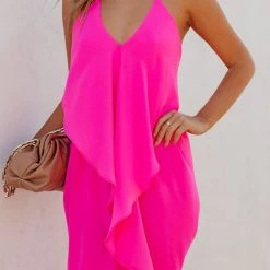 Levency Draped V Neck Slip Mini Dress New In