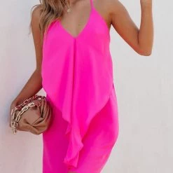 Levency Draped V Neck Slip Mini Dress New In