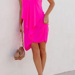 Levency Draped V Neck Slip Mini Dress New In