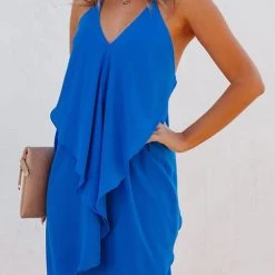 Levency Draped V Neck Slip Mini Dress New In