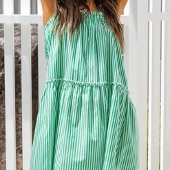 Levency Green Stripe Ruffles Sleeveless Mini Dress New In 8 Levency Green Stripe Ruffles Sleeveless Mini Dress New In