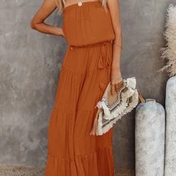 Levency Strapless Belted Maxi Dress New In