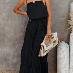 Levency Strapless Belted Maxi Dress New In