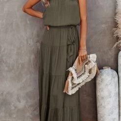 Levency Strapless Belted Maxi Dress New In