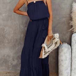 Levency Strapless Belted Maxi Dress New In
