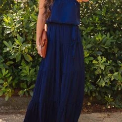 Levency Strapless Belted Maxi Dress New In