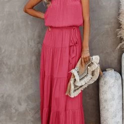 Levency Strapless Belted Maxi Dress New In
