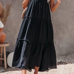 Levency Flowy Tiered Slip Maxi Dress New In