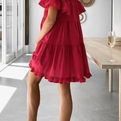 Levency Ruffles Off Shoulder Tiered Mini Dress