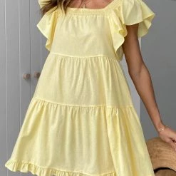 Levency Ruffles Off Shoulder Tiered Mini Dress