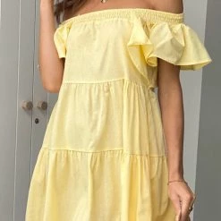 Levency Ruffles Off Shoulder Tiered Mini Dress