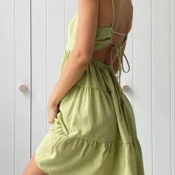 Levency New In Tiered Lace Back Slip Mini Dress 41 Levency New In Tiered Lace Back Slip Mini Dress