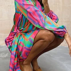 Levency New In Print Long Sleeve Wrap Mini Dress 12 Levency New In Print Long Sleeve Wrap Mini Dress