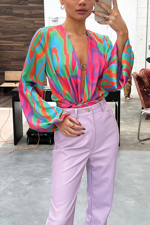 Levency New In Print Long Sleeve Wrap Mini Dress 7 Levency New In Print Long Sleeve Wrap Mini Dress