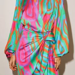 Levency New In Print Long Sleeve Wrap Mini Dress 11 Levency New In Print Long Sleeve Wrap Mini Dress