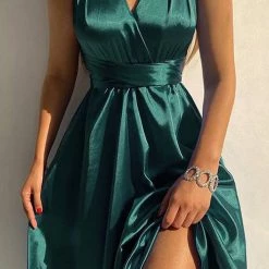 Levency V Neck Cross Back Midi Dress New In