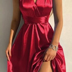 Levency V Neck Cross Back Midi Dress New In