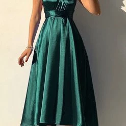 Levency V Neck Cross Back Midi Dress New In