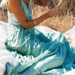 Levency Vacation Mood Metallic Polka Dot Maxi Dress New In