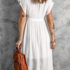 Levency Button V Neck Midi Dress New In 21 Levency Button V Neck Midi Dress New In