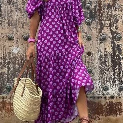 Levency New In Fabulous Time Puff Sleeve Tiered Midi Dress