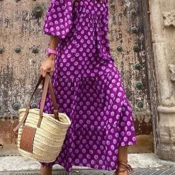 Levency New In Fabulous Time Puff Sleeve Tiered Midi Dress