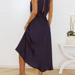 Levency Halter Neck Backless Slit Dress New In